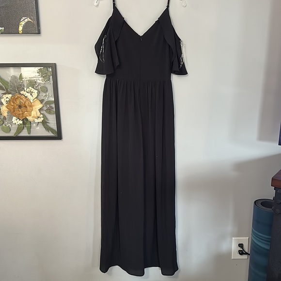 NWT - SOCIALITE Black Cold Shoulder Flutter Sleeve Asymmetric Hi/Lo Maxi Romper - Picture 5 of 6